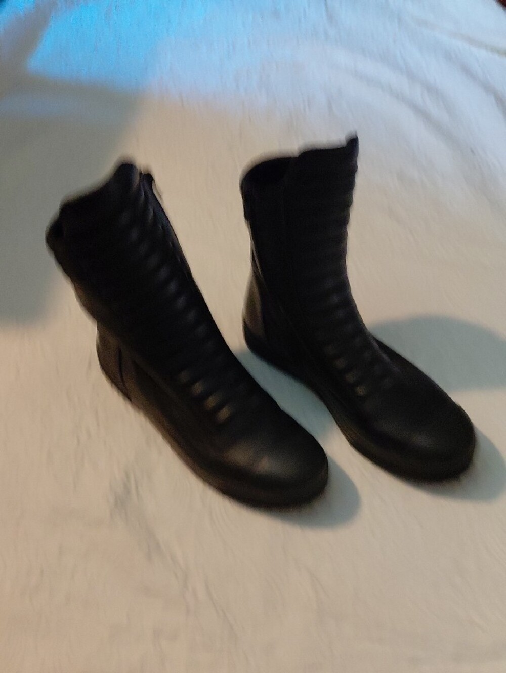 Marcella Black Quilted Combat High-Top Women's Leather Boots Size 9 Size Zipper - Picture 5 of 13